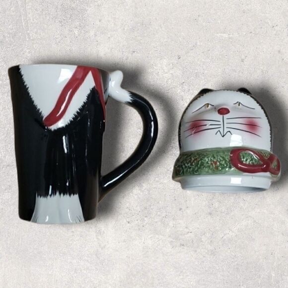 ONEIDA CHRISTMAS CATS TALL LATTE MUG WITH LID - Picture 1 of 5